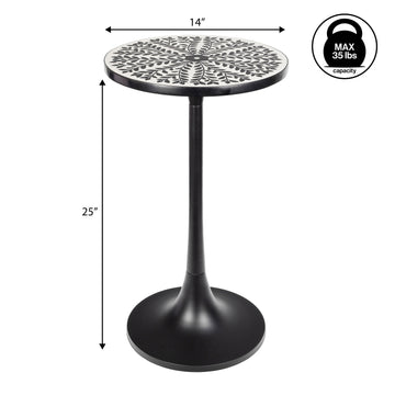 Nysha 25" Modern Bohemian Metal/Resin Inlay Top End Table